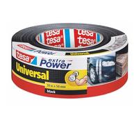 tesa Cinta Adhesiva Universal Extra Power - Celo Adhesivo con Fijación Extra Fuerte - Cinta Multiusos Versátil para Reparaciones, Fijación, Sellado y Más - Negro - 1 Rollo - 50 m x 50 mm
