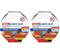 tesa Cinta Antideslizante, Cinta Adhesiva Antideslizante para Interiores y Exteriores, adecuado para Escalones, Rampas y Suelos Resbaladizos, Negro, 5 m x 25 mm (Paquete de 2)