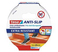 tesa Cinta Antideslizante , Cinta Adhesiva Antideslizante para Interiores y Exteriores , adecuado para Escalones, Rampas y Suelos Resbaladizos , Transparente , 5 m x 25 mm