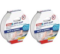 tesa Cinta Antideslizante, Cinta Adhesiva Antideslizante para Interiores y Exteriores, adecuado para Escalones, Rampas y Suelos Resbaladizos, Negro, 5 m x 25 mm (Paquete de 2)