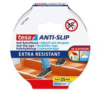 tesa Cinta Antideslizante, Cinta Adhesiva Antideslizante para Interiores y Exteriores, adecuado para Escalones, Rampas y Suelos Resbaladizos, Transparente, 5 m x 25 mm