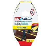 tesa Cinta Antideslizante, Cinta Adhesiva Antideslizante para Interiores y Exteriores, adecuado para Escalones, Rampas y Suelos Resbaladizos, fluorescente, 5 m x 25 mm