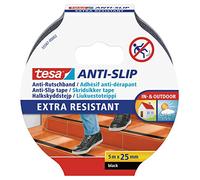 tesa Cinta Antideslizante, Cinta Adhesiva Antideslizante para Interiores y Exteriores, adecuado para Escalones, Rampas y Suelos Resbaladizos, Negro, 5 m x 25 mm