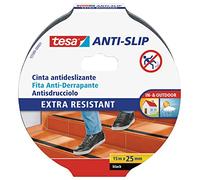 Tesa Cinta Antideslizante - Cinta Adhesiva Antideslizante para Interiores y Exteriores - Ideal para Escalones, Rampas y Suelos Resbaladizos - Negro -15 m x 25 mm