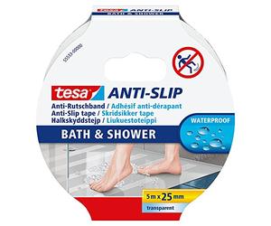 tesa® Cinta Antideslizante para baño y Ducha, Transparente | Cinta antideslizante para bańera y ducha - Resistente al agua y con adhesivo acrílico - Ayuda a prevenir caídas