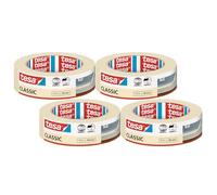 tesa Cinta de Carrocero CLASSIC - Cinta de Enmascarar para Trabajos de Pintura - Sin Disolventes, Removible sin dejar Residuos - 4x 50 m x 30 mm