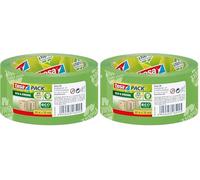 tesa Cinta de embalaje tesapack ECO (50 mm x 66 m), color verde (Paquete de 2)
