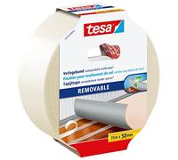 tesa Cinta de instalación sin residuos - 25 m x 50 mm | Cinta de doble cara reforzada con tejido - Para instalar moquetas y revestimientos de PVC
