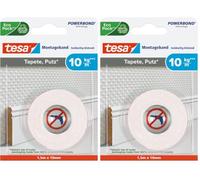 tesa Cinta de montaje para papel pintado y enlucido - 1,5 m x 19 mm (Paquete de 2)
