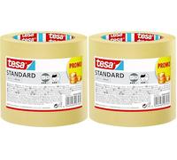 tesa Cinta de Pintar STANDARD, Cinta de Pintor, Removible Sin Residuos hasta 2 Días Después, Sin Disolventes, Ancha, 2x 50 m x 50 mm (Paquete de 2)