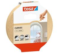 tesa Cinta de Pintor CURVAS - Cinta de Carrocero con Base Crepé Extra Fuerte para Enmascarar Curvas y Formas Irregulares - Superficies Rugosas y Lisas - 25 m x 25 mm