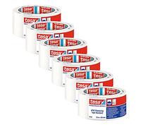 tesa Cinta de PVC estándar 60399 para trabajos de yeso y pintura, para pegar y cubrir - color blanco - 33 m x 50 mm | 6 unidades