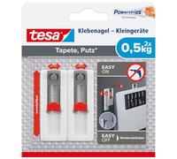 tesa Clavos ajustables en altura y lateralmente - 0,5 kg - 2 uds. | Clavos ajustables para routers wifi - autoadhesivos - 0,5 kg por clavo - sin taladrar - sin dejar marcas