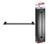 tesa Colgador de Toallas Doble tesa Moon Black, Negro Mate, Autoadhesivo, tecnología de Montaje Adhesiva, 112 mm x 640 mm x 50 mm