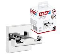 tesa Colgador Grande DELUXXE, metal cromado brillante, autoadhesivo, tecnología adhesiva de montaje, 50mm x 60mm x 44mm