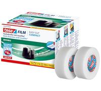 tesa Compact Dispensador de sobremesa - 3 rollos Invisible - Negro | Dispensador de sobremesa con 3 rollos de 33 m x 19 mm - Base antideslizante para una sujeción segura
