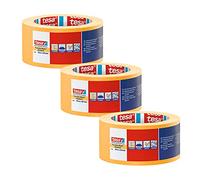 tesa Crepé de precisión estándar 4344 - Pack de 3 - Crepe profesional con soporte de papel fino - para pegar y cubrir con precisión - naranja - 50 m x 50 mm cada uno