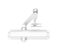 TESA DC120 DC120-1-D9016 cierrapuertas, EN 4, para puertas hasta 80 kg, brazo articulado, para puertas cortafuegos, acabado Blanco RAL 9016, instalación en superficie, control de cierre regulable