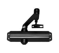 TESA DC120 DC120-D9005 cierrapuertas, EN 4, para puertas hasta 80 kg, brazo articulado, para puertas cortafuegos, acabado Negro RAL 9005, control de cierre regulable, golpe final ajustable