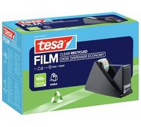 tesafilm® EasyCut ecoLogo® - Dispensador de Cinta Adhesiva - Dispensador para Escritorio con Base Antideslizante - Incluye Rollo tesafilm® Eco & Clear - 10 m x 15 mm - Color: Negro