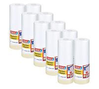 tesa Easy Cover 4365 Cinta con film protector - 8 rollos - 33 m x 2,1 m | Cinta con protector para trabajos de pintura - Set 2 en 1 - Transparente