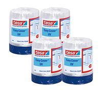tesa Easy Cover 4368 Cinta con film protector - 10 rollos - 17 m x 2,6 m | Cinta con protector para trabajos de pintura - Set 2 en 1 - Beige claro