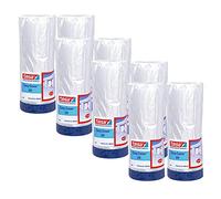 tesa Easy Cover 4369 UV - Lote de 8 láminas de pintor, con cinta de tela para enmascarar y cubrir uso en exteriores, cinta de carrocero 2 en 1 con película, color azul mate, 14 m x 2,1 m