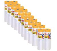 tesa Easy Cover 4402 Precision Standard - Pack de 20 láminas de pintor con cinta de pintor para enmascarar y cubrir, cinta adhesiva 2 en 1 con película, incolora, 33 m x 1,4 m