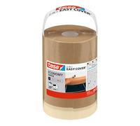 tesa Easy Cover UNIVERSAL Papel Protector - Papel de Enmascarar 2en1 con Cinta de Enmascarar Autoadhesiva para Trabajos de Pintura y Renovación - 25 m x 18 cm, Marrón
