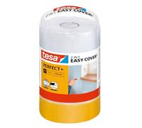 tesa Easy Cover Perfect+ Repuesto Mediano - Plástico Protector 2en1 con Cinta de Carrocero de papel Washi - Para Enmascarar y Cubrir Durante los Trabajos de Pintura - 33 m x 55 cm