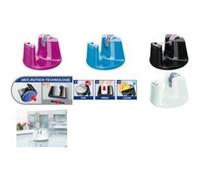 tesa EasyCut® COMPACT - Dispensador de Cinta Adhesiva - Dispensador de Escritorio con Base Stop-Pad para Mesas y Escritorios - Incluye 1 Rollo de Cinta tesafilm® 10m x 15 mm - Rosa