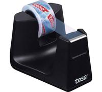 tesa EasyCut® Smart - Dispensador de Cinta Adhesiva - Dispensador con Base Antideslizante para Mesas y Escritorios - Incluye 1 Rollo de Cinta tesafilm® 10m x 15 mm - Negro