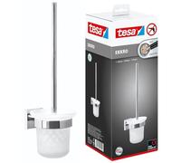 tesa Ekkro Escobilla de baño, metal cromado brillante, tecnología autoadhesiva de montaje en pared, 390 x 116 x 147 mm