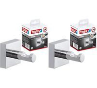 tesa Ekkro Percha de toallas, de metal cromado brillante, autoadhesiva, tecnología de montaje adhesiva, 39 x 39 x 52 mm (Paquete de 2)