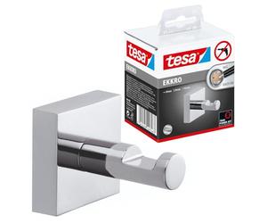 tesa Ekkro Percha de toallas, de metal cromado brillante, autoadhesiva, tecnología de montaje adhesiva, 39 x 39 x 52 mm