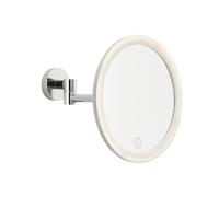 tesa Espejo Maquillaje LED VISIOON - Espejo de Tocador para Pared con Iluminación Regulable - Control táctil, Aumento 5X, Brazo Articulado, Batería Recargable - Sin Taladro - 18 cm - Cromo