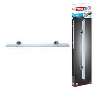 tesa Estante de Cristal para Baño SMOOZ - Estante de Cristal Satinado y Metal Cromado - Inoxidable - Resistente al Agua - Incluye Solución Adhesiva de Montaje