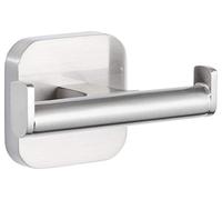 tesa ESTEETIC - Gancho Adhesivo Doble - Montaje sin Taladrar - Alta Fuerza de Fijación con Tecnología Power.Kit - 50 x 80 x 43 mm - Acero Inoxidable