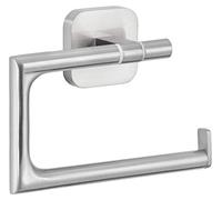 tesa ESTEETIC Portarrollos de papel higiénico sin tapa - 132 x 99 x 45 mm | Portarrollos sin taladrar - Acabado de acero inoxidable - Adhesivo incluido