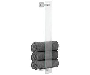 tesa ESTEETIC - Toallero de Pie Elegante para Baños - Montaje sin Taladrar - Alta Fuerza de Fijación con Tecnología Power.Kit - 127 x 180 x 667 mm - Acero Inoxidable