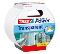 Tesa Extra Power Clear Duct Tape Cinta Impermeable de Reparación Transparente para Exteriores, 10 m x 50 mm