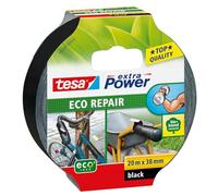 tesa extra Power Eco Repair Cinta de tela - Negra - 20 m x 38 mm | Cinta de reparación ecológica - Gran fijación y resistencia al desgarro - Para montar, reparar y sellar