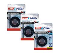 tesa extra Power Extreme Repair Cinta de reparación -Pack de 3-Negra- 2,5 m | Cinta de reparación de silicona autosoldable - Para aislar y sellar - Para interiores y exteriores