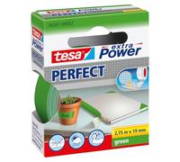 tesa Extra Power Perfect - Cinta de Reparación Reforzada en Tela para Confeccionar, Reparar, Fijar, Reforzar y Etiquetar - Verde - 2.75 m x 19 mm