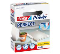 tesa Extra Power Perfect - Cinta de Reparación Reforzada en Tela para Confeccionar, Reparar, Fijar, Reforzar y Etiquetar - Blanco - 2.75 m x 19 mm