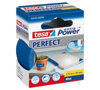 tesa Extra Power Perfect, Cinta de Reparación Reforzada en Tela para Confeccionar, Reparar, Fijar, Reforzar y Etiquetar, Azul, 2.75 m x 38 mm