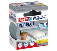 tesa Extra Power Perfect - Cinta de Reparación Reforzada en Tela para Confeccionar, Reparar, Fijar, Reforzar y Etiquetar - Gris - 2.75 m x 38 mm