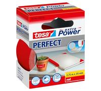 tesa Extra Power Perfect - Cinta de Reparación Reforzada en Tela para Confeccionar, Reparar, Fijar, Reforzar y Etiquetar - Rojo - 2.75 m x 38 mm