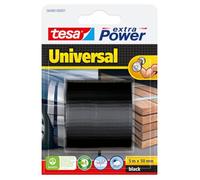 tesa Extra Power Universal, Cinta Adhesiva Americana Reforzada para Reparar, Fijar, Agrupar, Reforzar o Sellar, Negra, 5 m x 50 mm