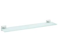 tesa EXXCLUSIV Estante de cristal - 600 x 50 x 118 mm | Estante de bańo sin taladrar - Cristal esmerilado - Acabado de acero inoxidable - Adhesivo incluido